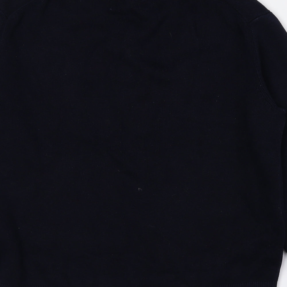Zara Knit Boys Black High Neck 100% Cotton Pullover Jumper Size 11-12 Years Zip