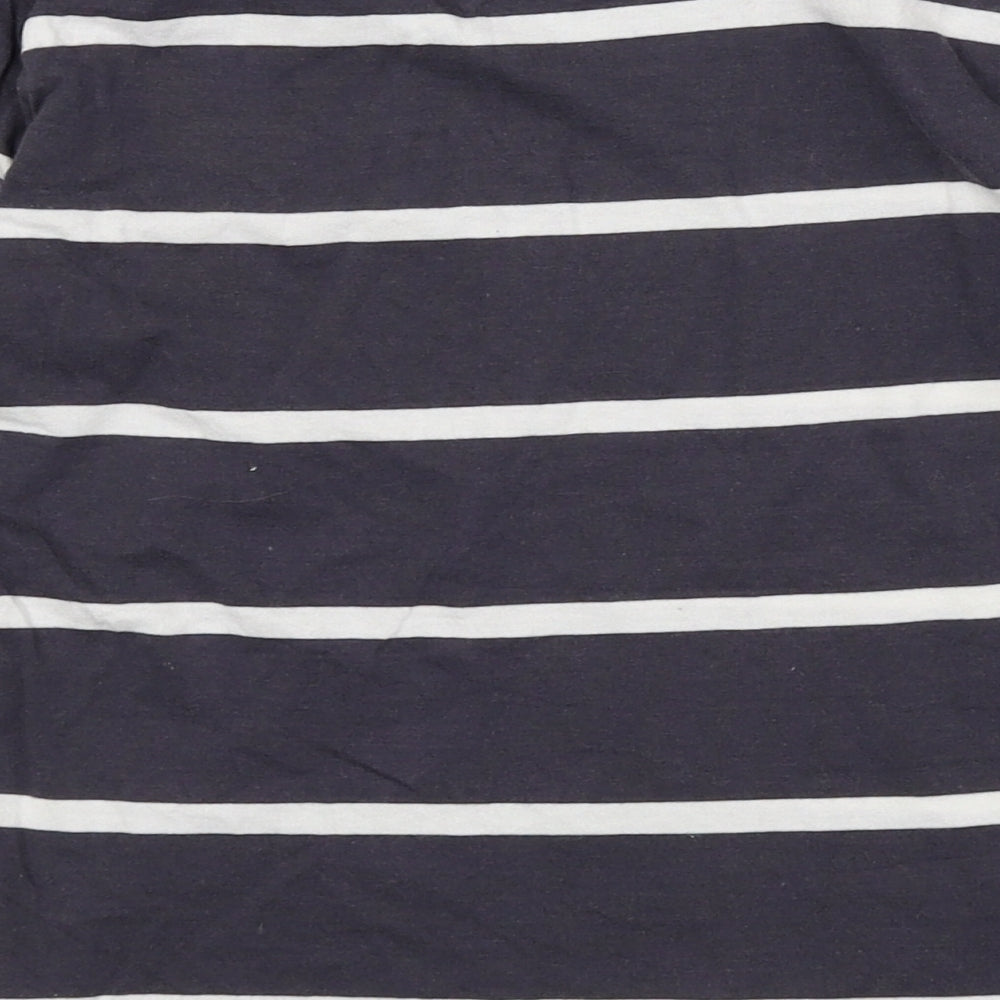 Dunnes Stores Boys Blue Striped 100% Cotton Basic T-Shirt Size 4-5 Years Crew Neck