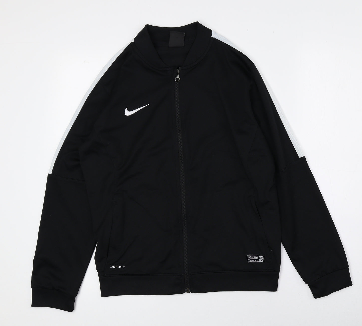 Nike Mens Black V-Neck Polyester Full Zip Jumper Size L - Dri Fit