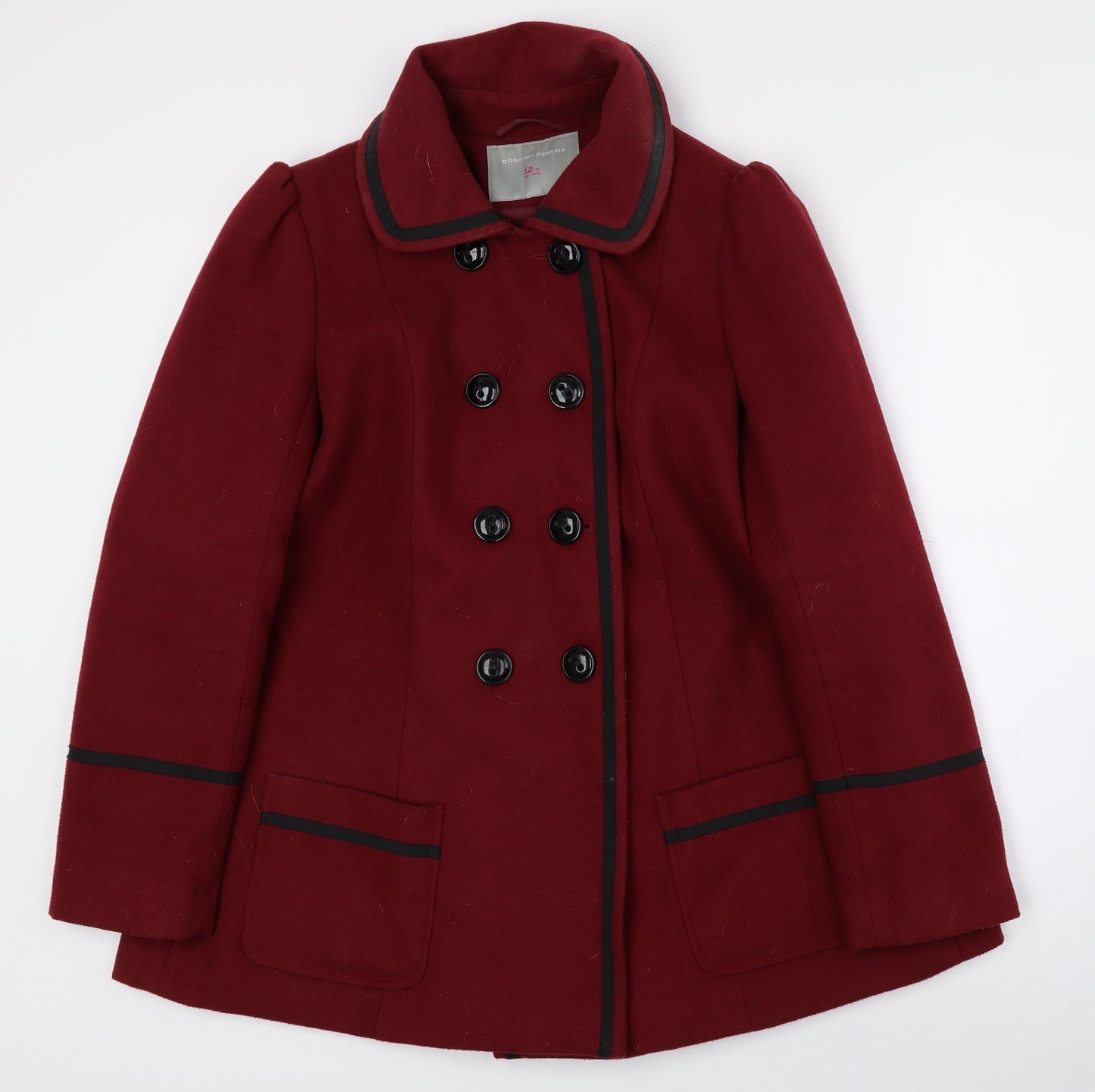 Dorothy Perkins Womens Red Pea Coat Coat Size 12 Button