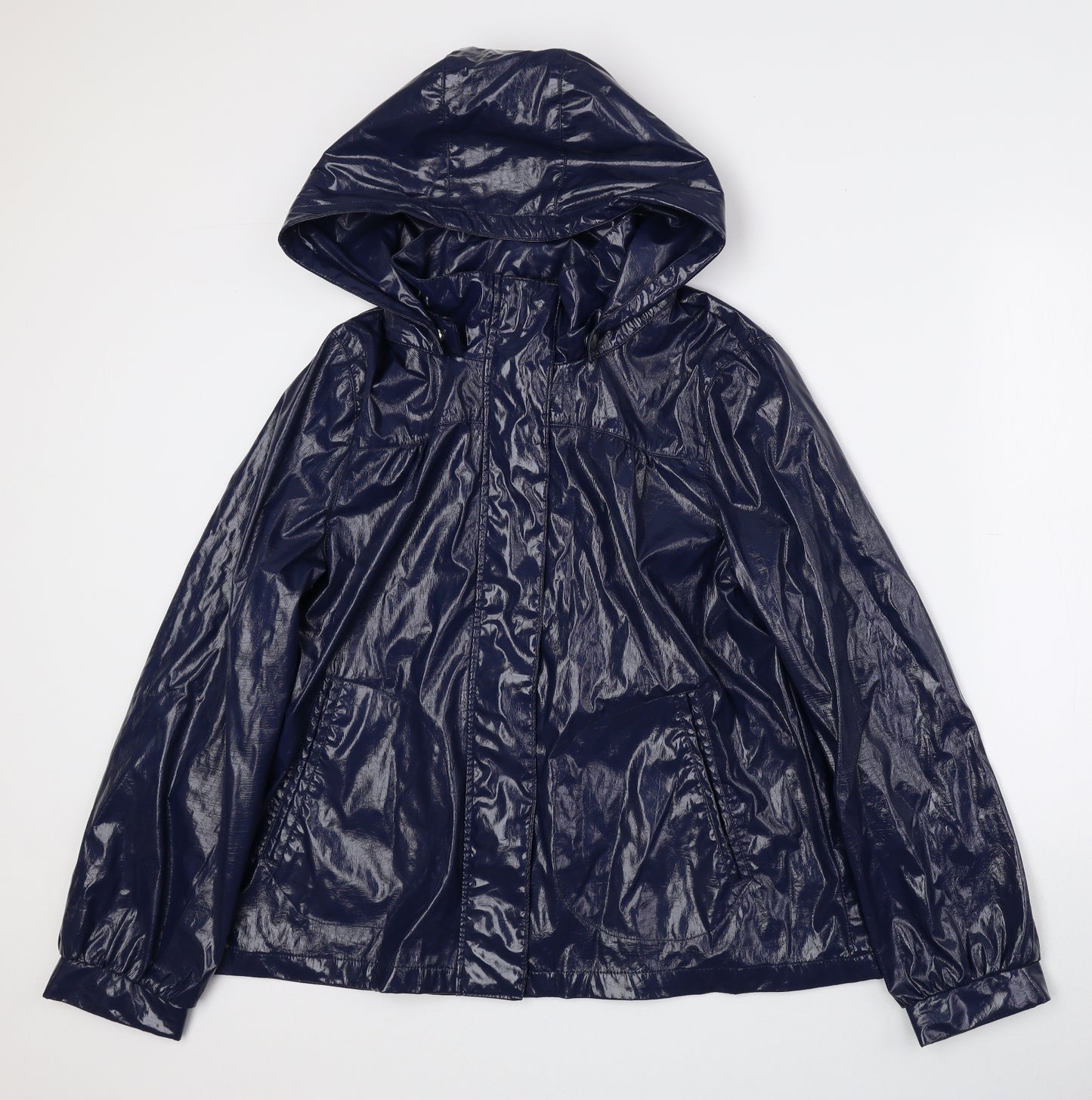 New Look Womens Blue Anorak Coat Size 14 Zip - Snap button closure