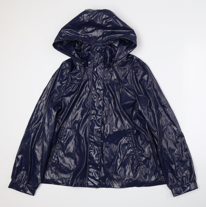New Look Womens Blue Anorak Coat Size 14 Zip - Snap button closure