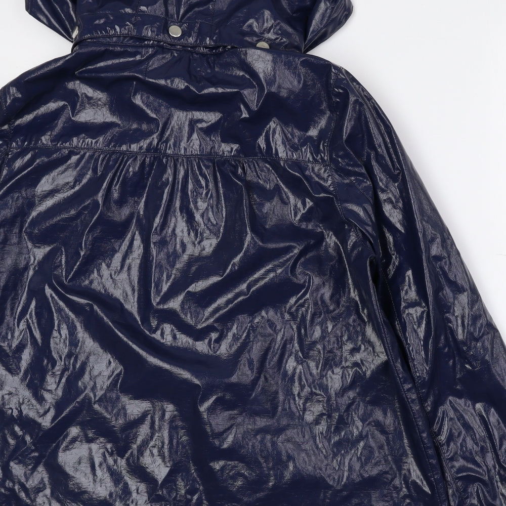 New Look Womens Blue Anorak Coat Size 14 Zip - Snap button closure