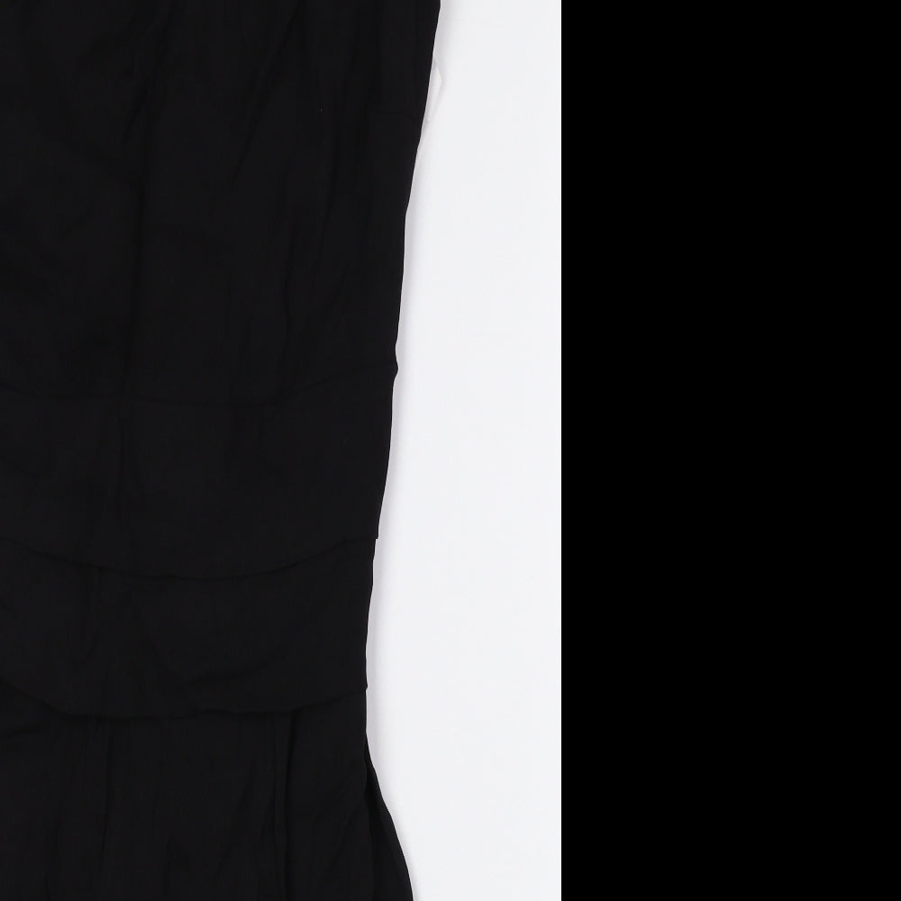 NICOLE FARHI Womens Black Viscose Fit & Flare Size 8 Cowl Neck Button - Tie String
