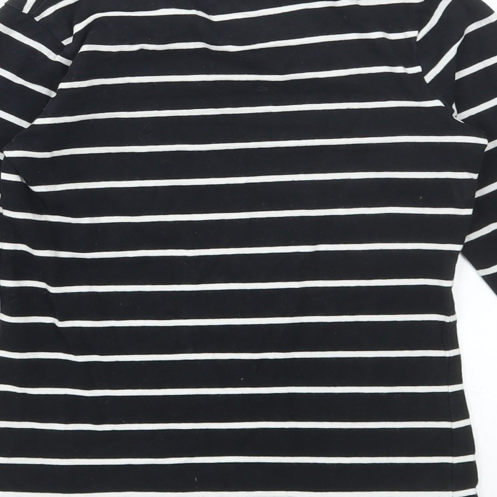 Young Dimension Girls Black Striped Polyester Basic T-Shirt Size 10-11 Years Round Neck Pullover