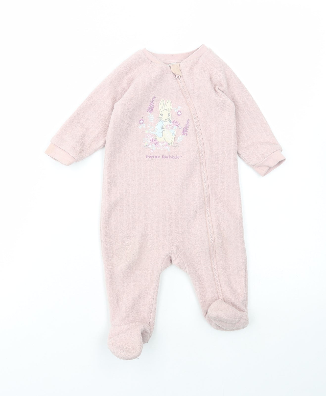 TU Girls Pink Polyester Babygrow One-Piece Size 3-6 Months Zip - Peter Rabbit