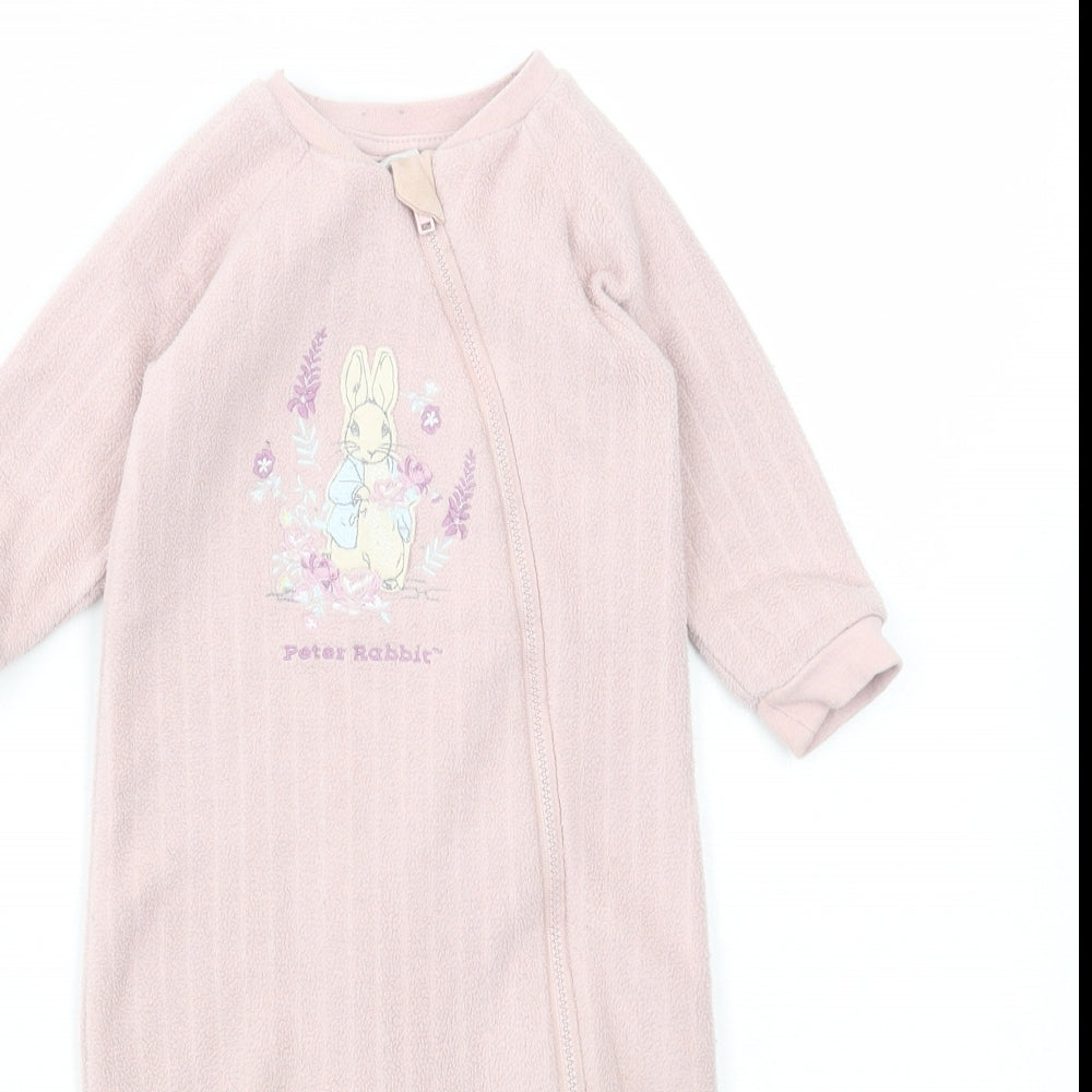 TU Girls Pink Polyester Babygrow One-Piece Size 3-6 Months Zip - Peter Rabbit