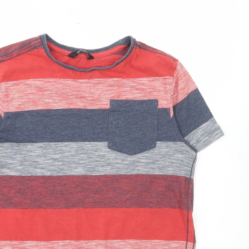 George Boys Multicoloured Striped Cotton Basic T-Shirt Size 11-12 Years Round Neck Pullover