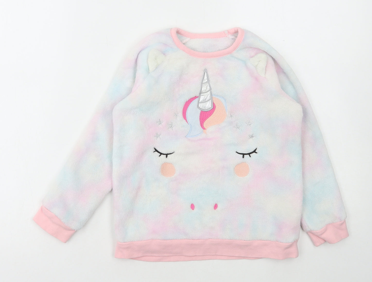 Nutmeg Girls Multicoloured Geometric Polyester Top Pyjama Top Size 5-6 Years Pullover - Unicorn