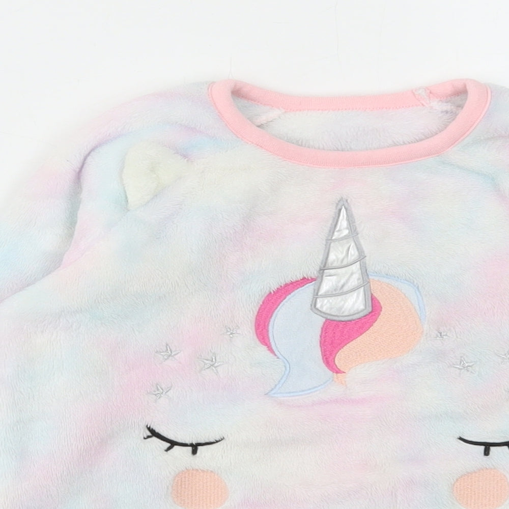 Nutmeg Girls Multicoloured Geometric Polyester Top Pyjama Top Size 5-6 Years Pullover - Unicorn