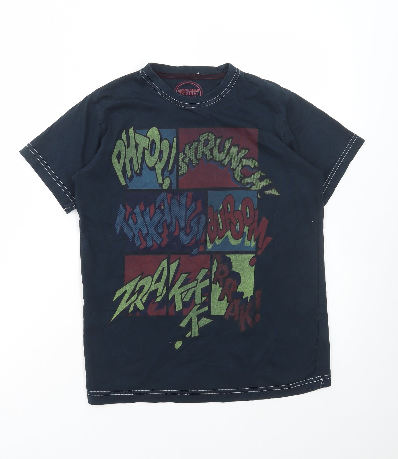 Matalan Boys Blue Cotton Basic T-Shirt Size 10-11 Years Round Neck Pullover
