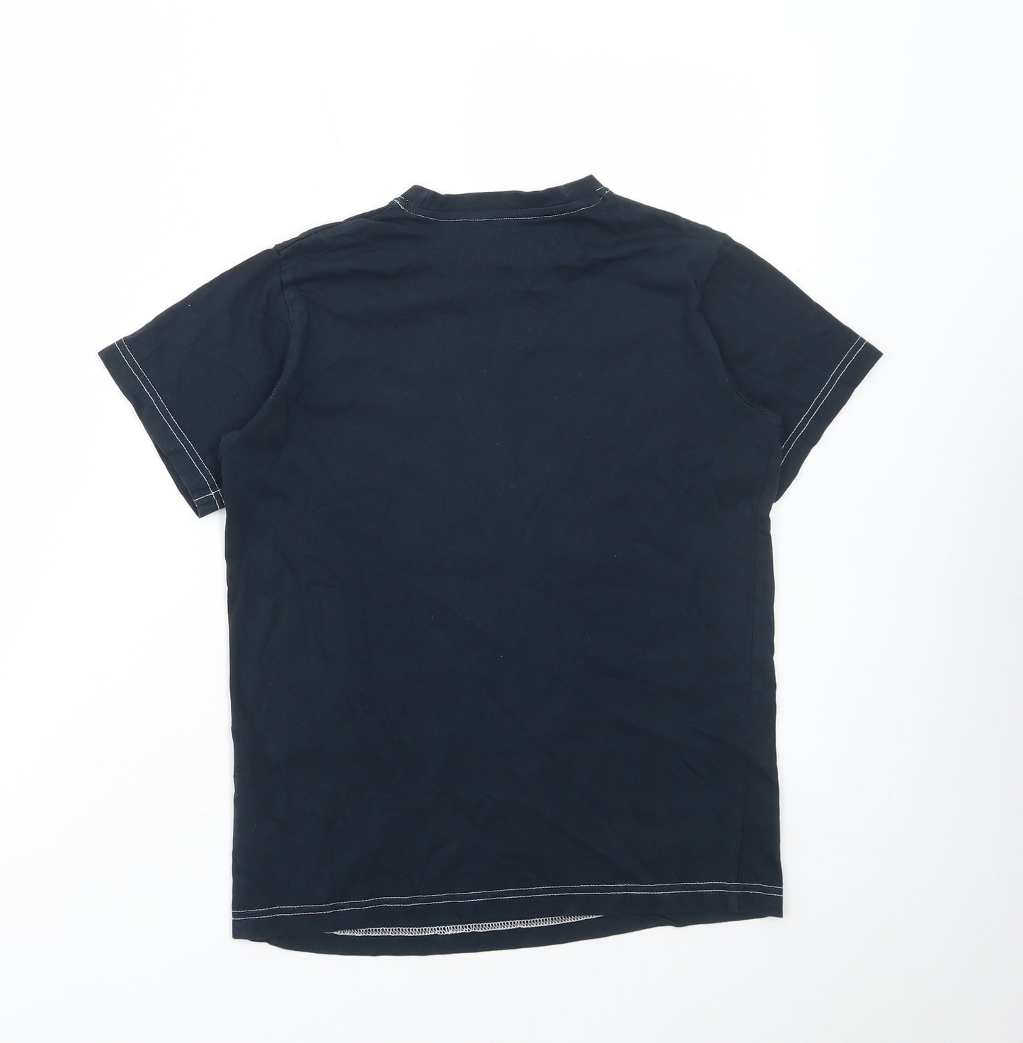 Matalan Boys Blue Cotton Basic T-Shirt Size 10-11 Years Round Neck Pullover