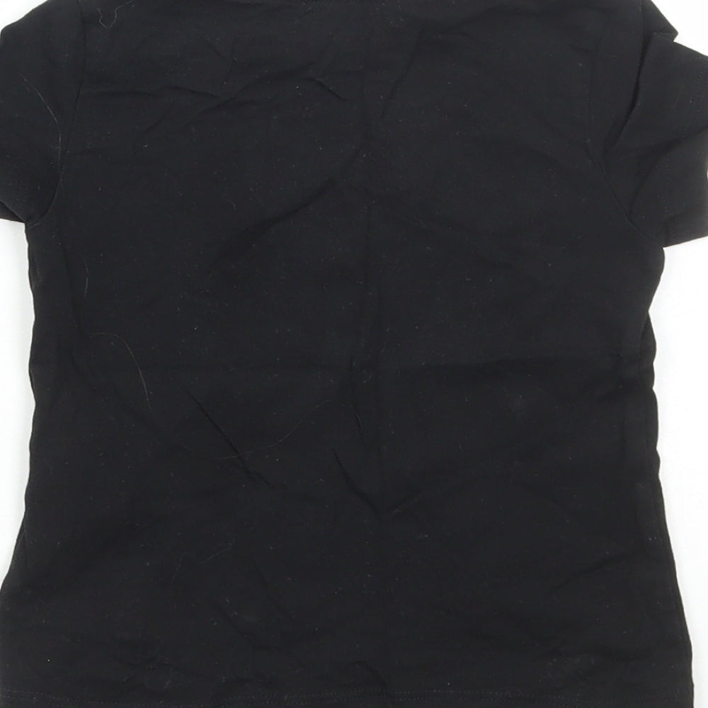 PUMA Girls Black Cotton Basic T-Shirt Size 3-4 Years Round Neck Pullover