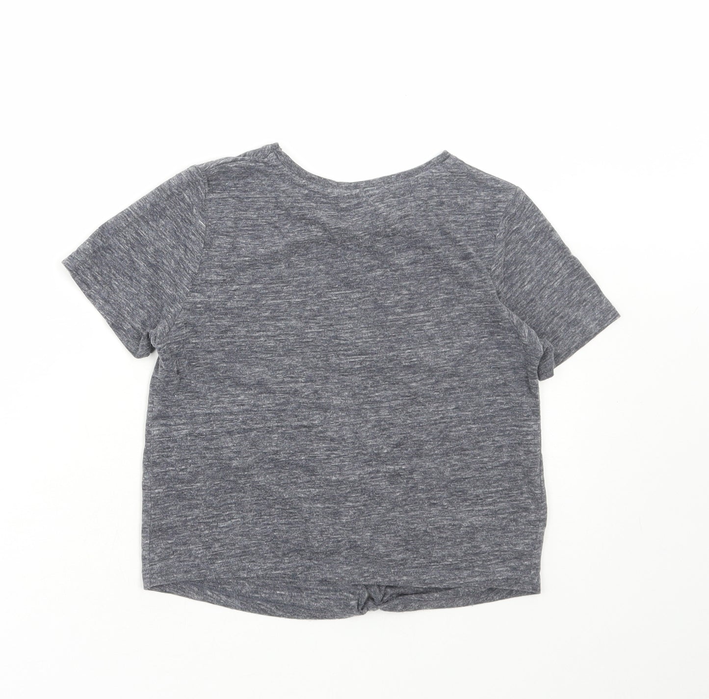 Matalan Girls Grey Floral Cotton Cropped T-Shirt Size 9 Years Round Neck Pullover - Bronx