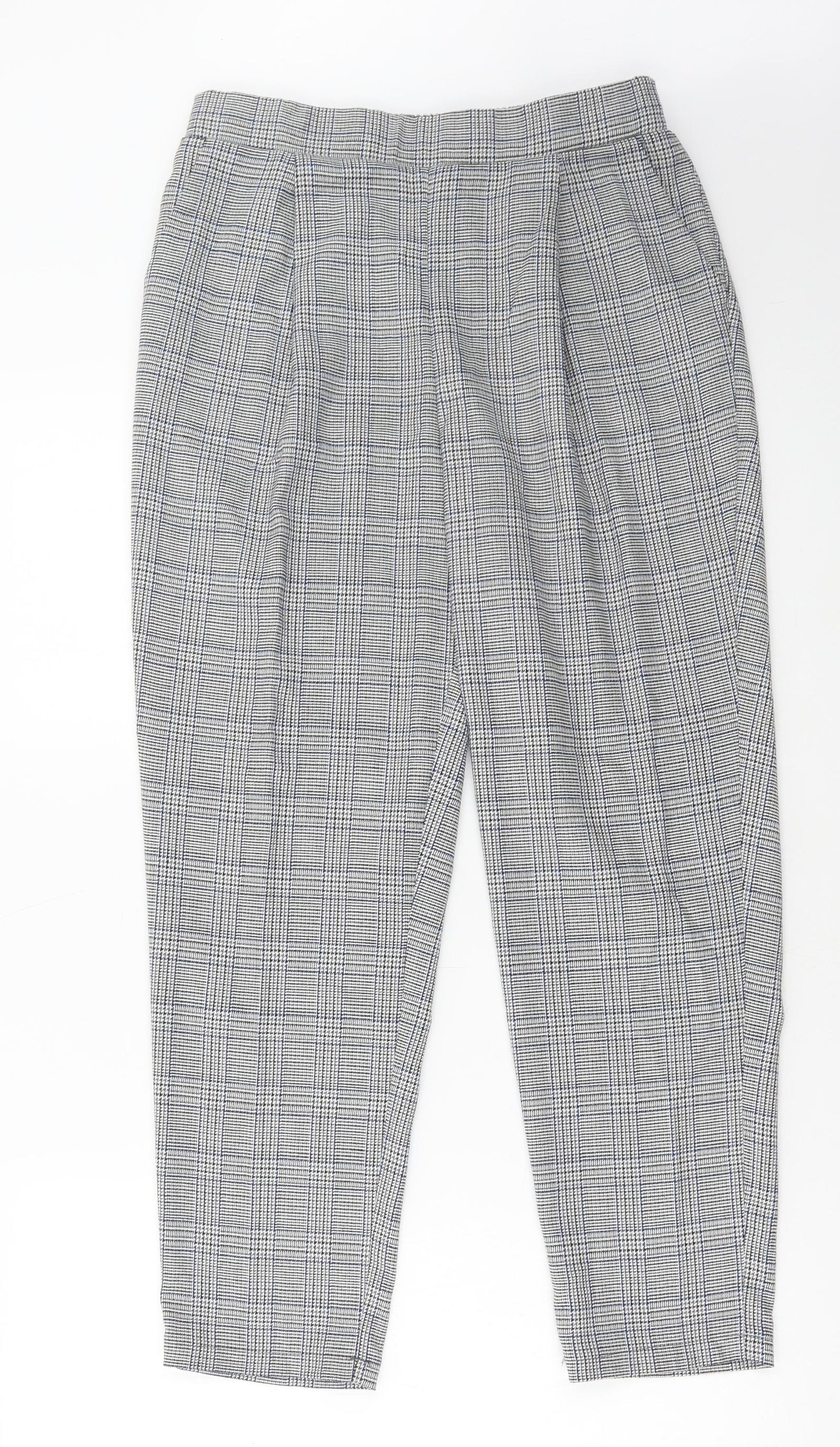 New Look Womens Grey Check Polyester Trousers Size 12 L26 in Regular