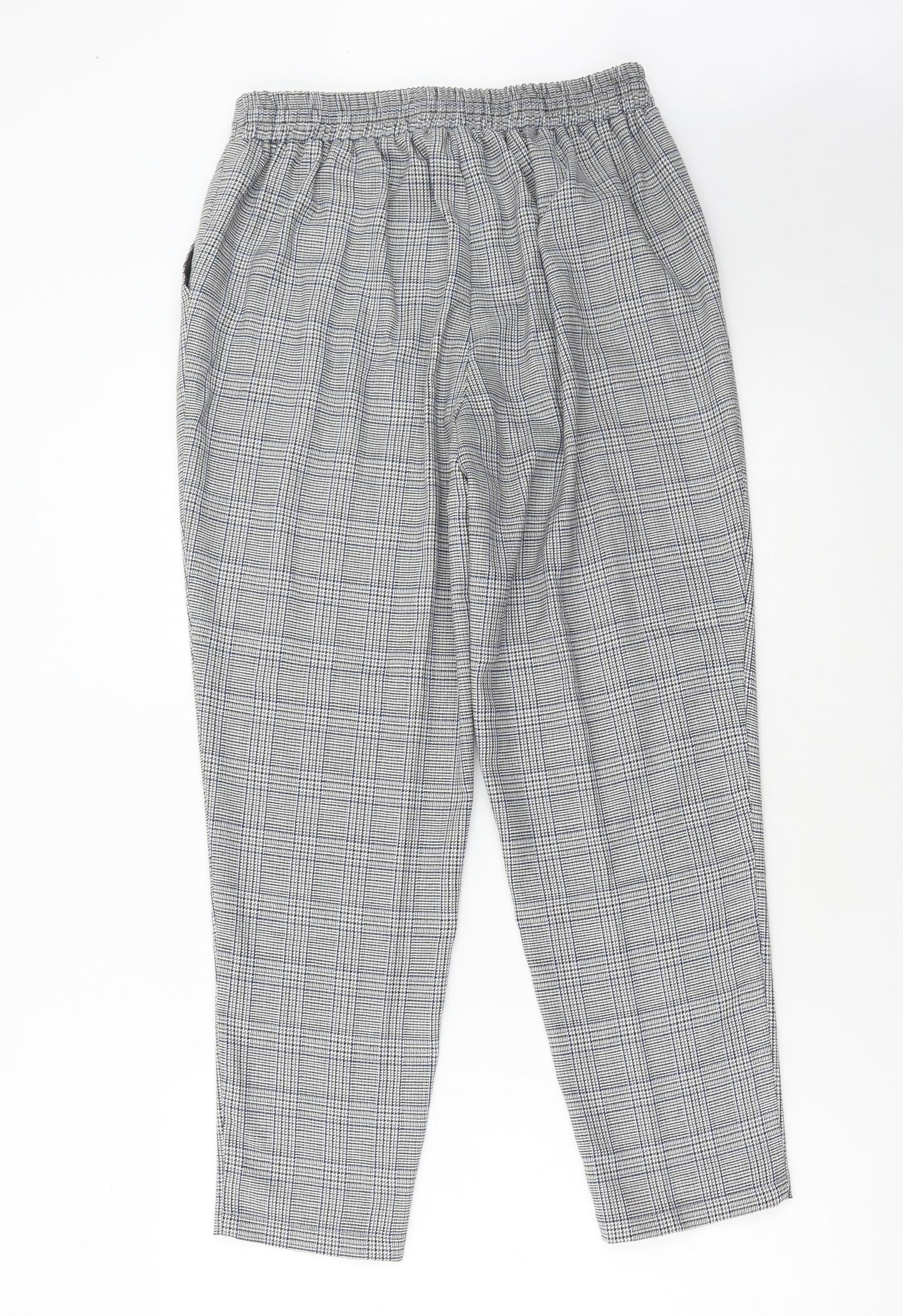 New Look Womens Grey Check Polyester Trousers Size 12 L26 in Regular