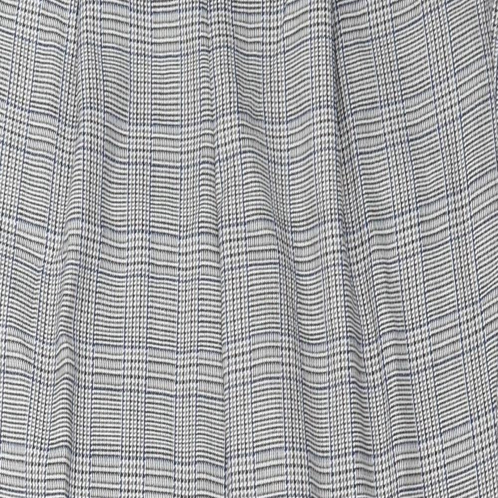 New Look Womens Grey Check Polyester Trousers Size 12 L26 in Regular