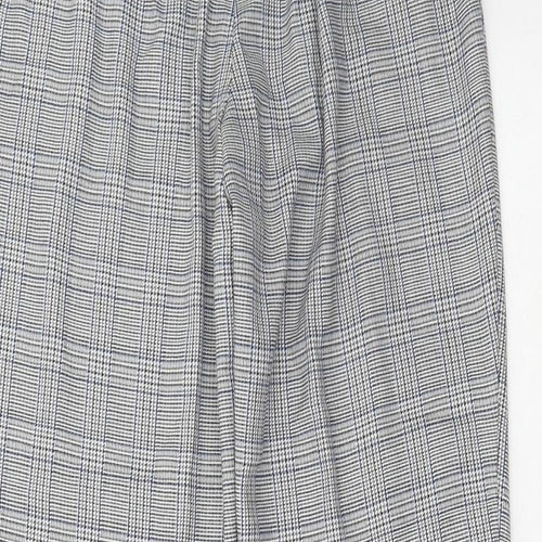 New Look Womens Grey Check Polyester Trousers Size 12 L26 in Regular