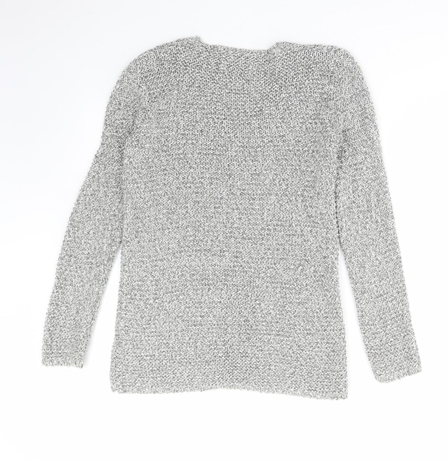 NEXT Womens Grey V-Neck Cotton Pullover Jumper Size 12 - Heart Print