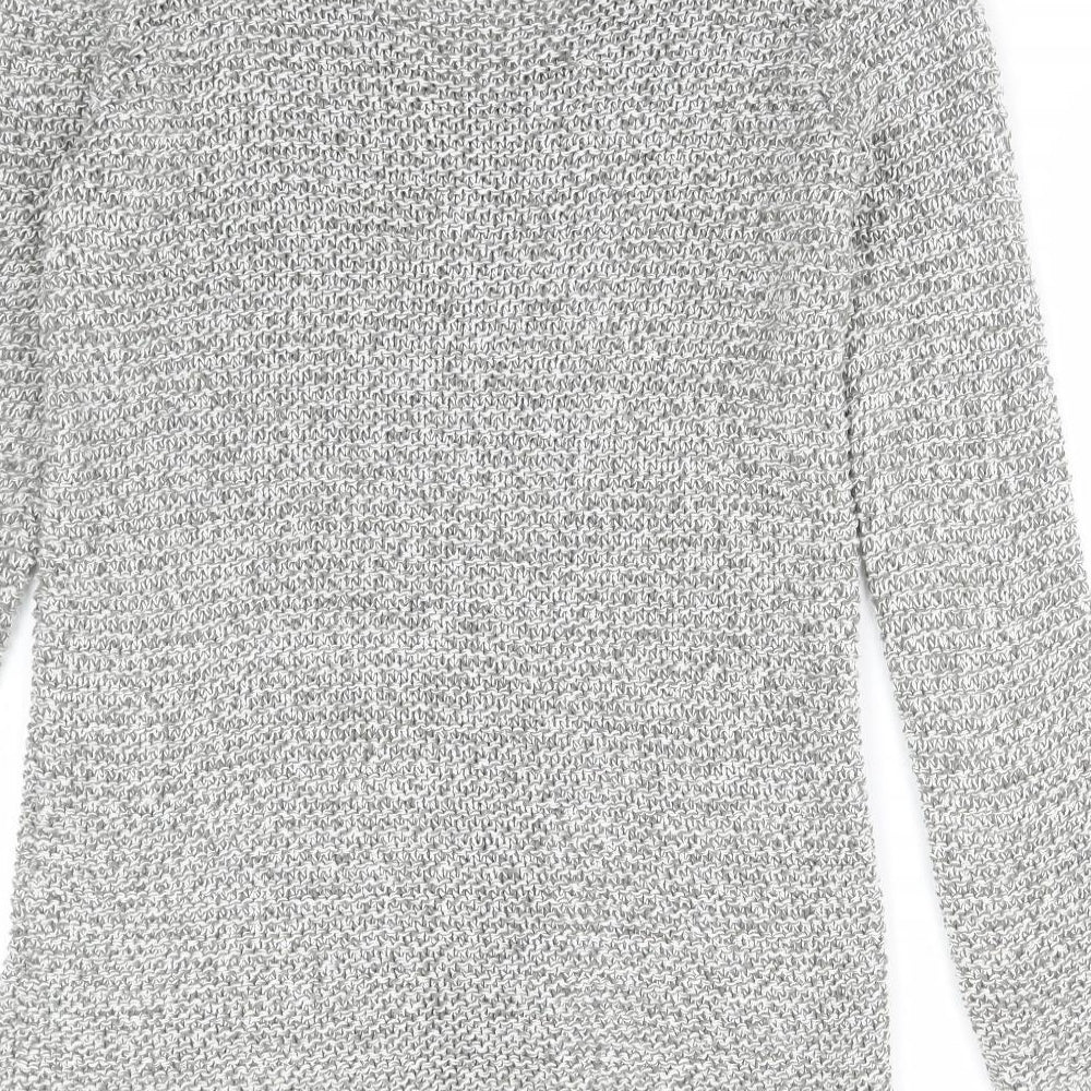 NEXT Womens Grey V-Neck Cotton Pullover Jumper Size 12 - Heart Print