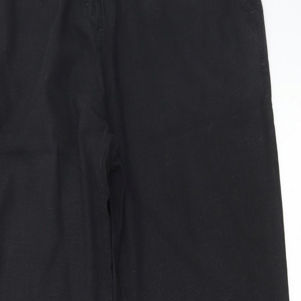 NEXT Womens Black Viscose Trousers Size 12 L29 in Regular Drawstring