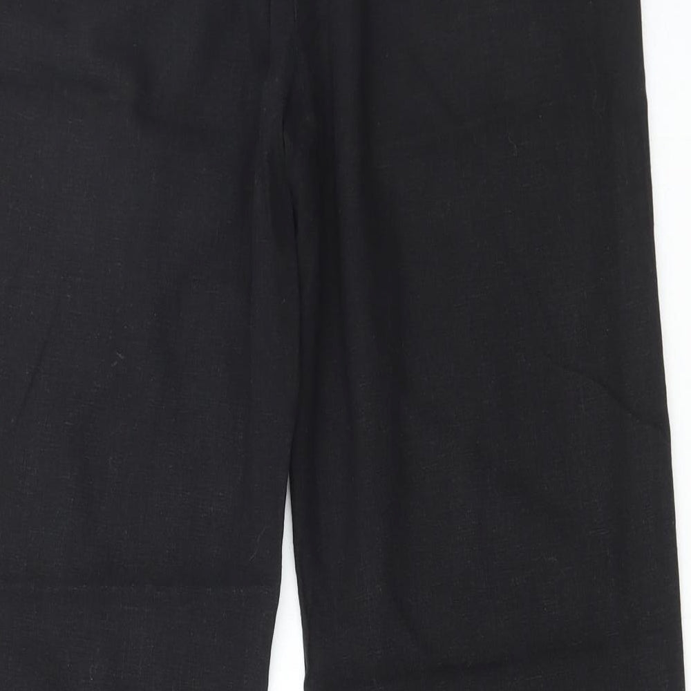 NEXT Womens Black Viscose Trousers Size 12 L29 in Regular Drawstring