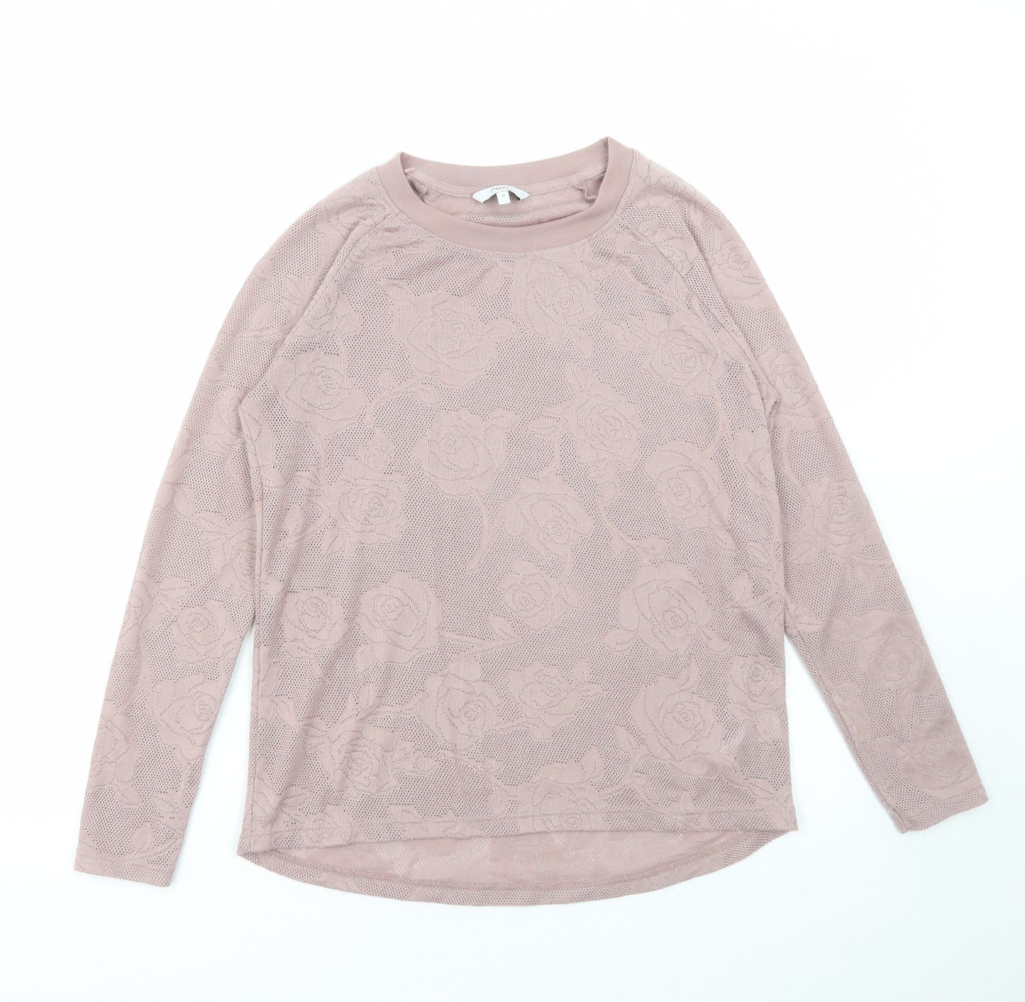 NEXT Womens Pink Floral Polyester Basic T-Shirt Size 12 Round Neck