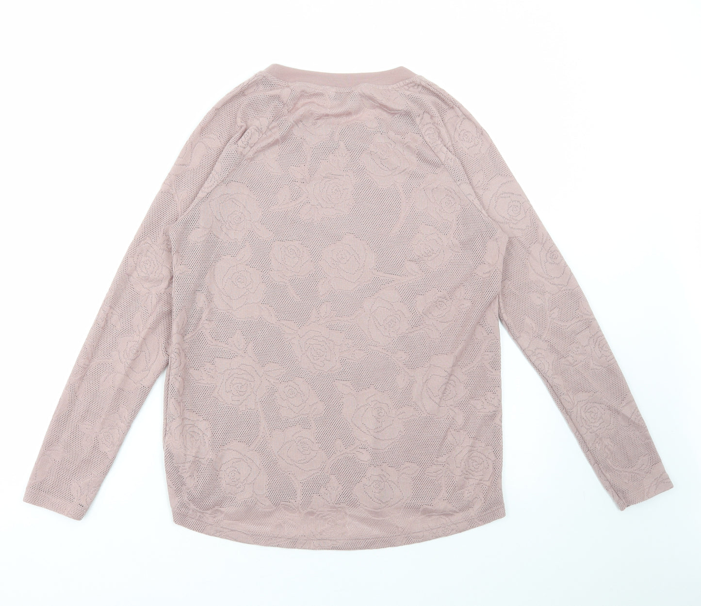 NEXT Womens Pink Floral Polyester Basic T-Shirt Size 12 Round Neck