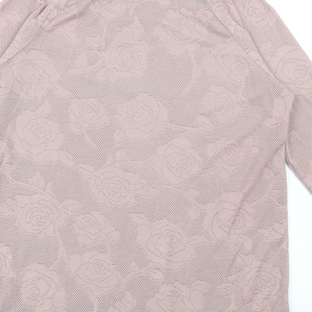 NEXT Womens Pink Floral Polyester Basic T-Shirt Size 12 Round Neck