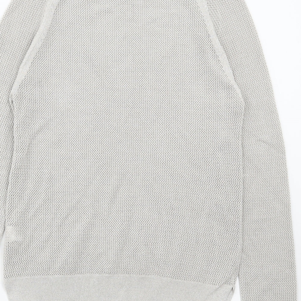 River Island Womens Grey Boat Neck Viscose Pullover Jumper Size 12