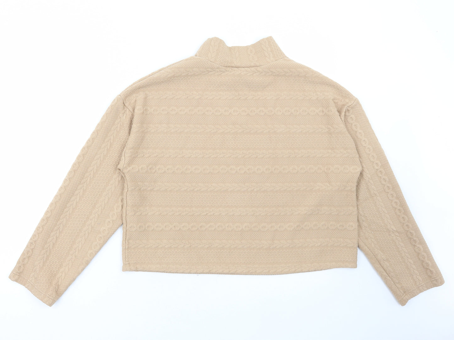 New Look Womens Beige Geometric Polyester Pullover Sweatshirt Size L Pullover