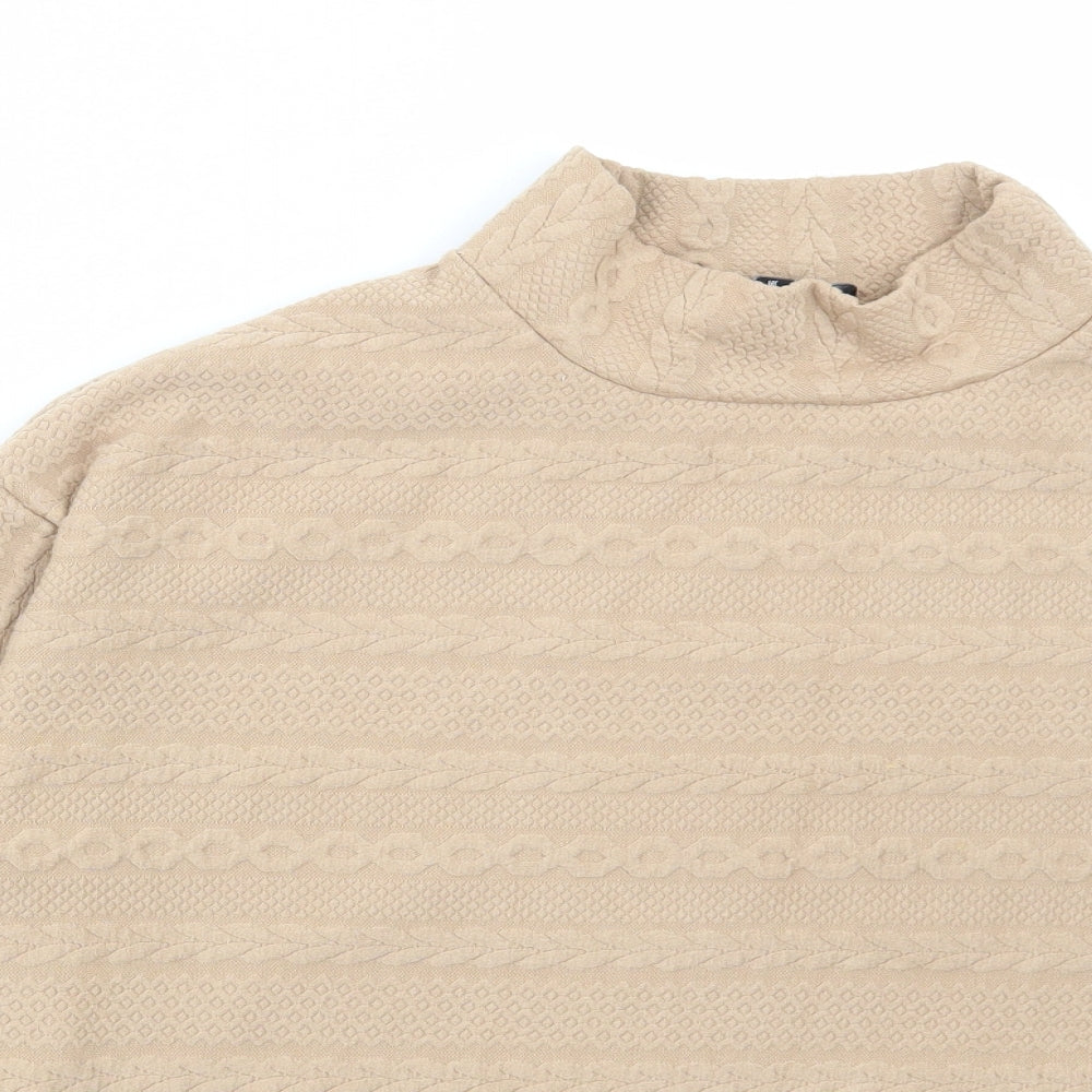 New Look Womens Beige Geometric Polyester Pullover Sweatshirt Size L Pullover