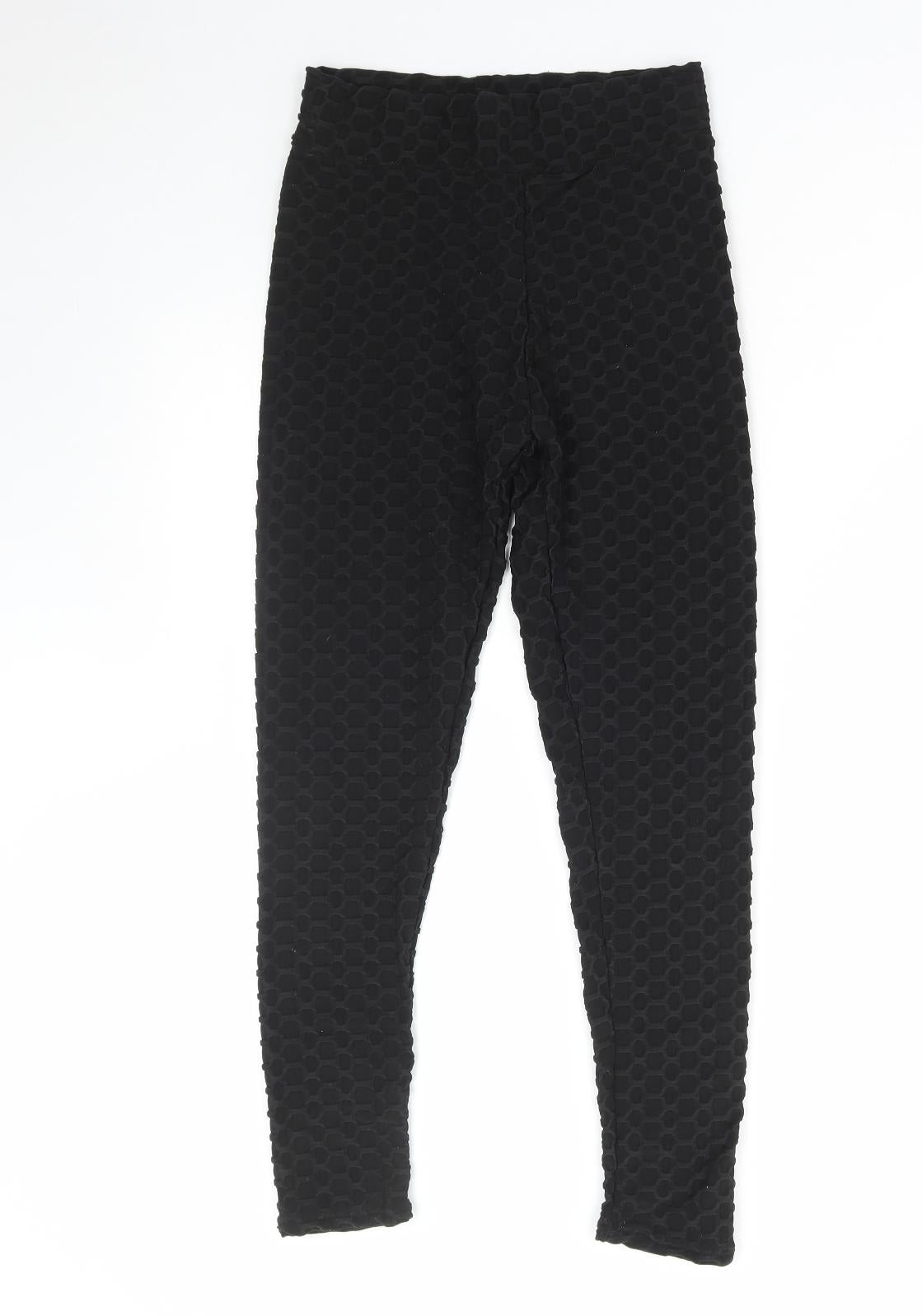 Cherry Koko Womens Black Geometric Polyamide Compression Leggings Size M L26 in Regular Pullover