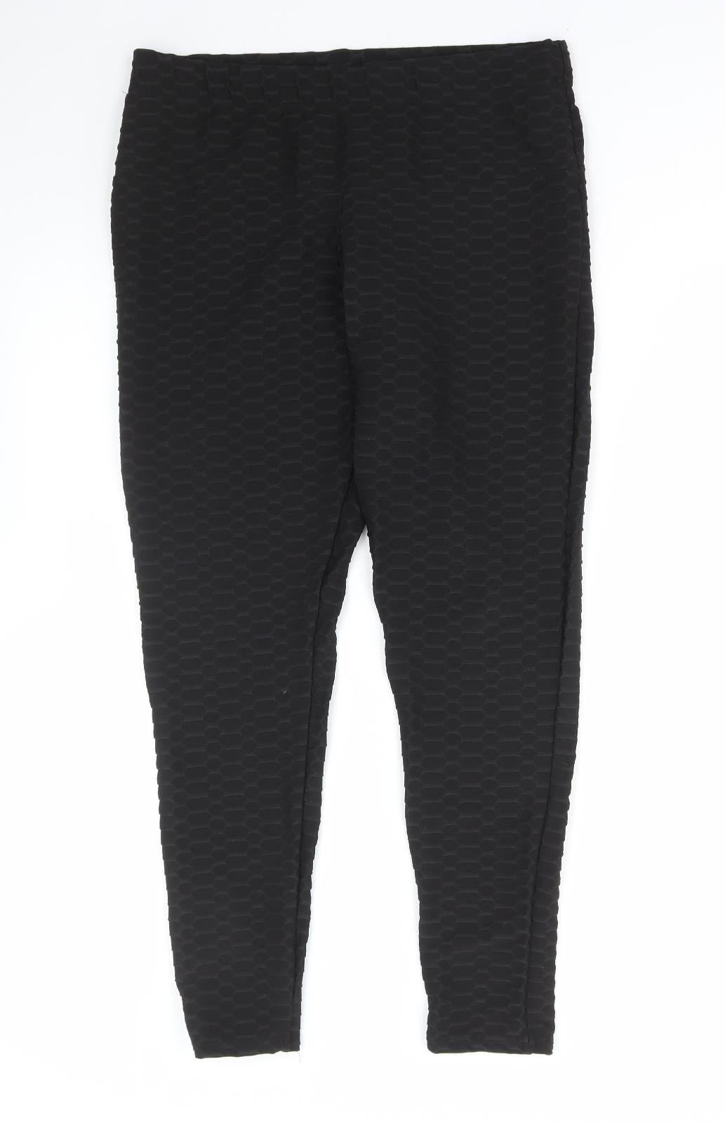 Pep&Co Womens Black Geometric Polyester Compression Leggings Size L L30 in Regular Pullover