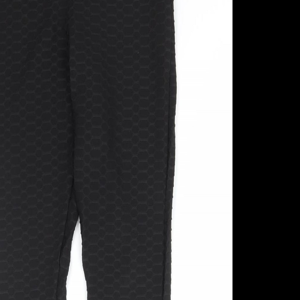 Pep&Co Womens Black Geometric Polyester Compression Leggings Size L L30 in Regular Pullover