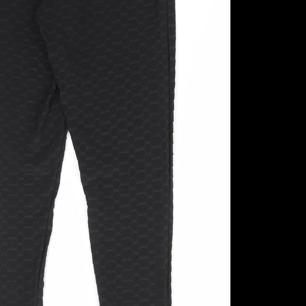 Pep&Co Womens Black Geometric Polyester Compression Leggings Size L L30 in Regular Pullover