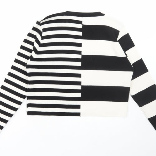 Primark Womens Black Round Neck Striped Acrylic Pullover Jumper Size XL