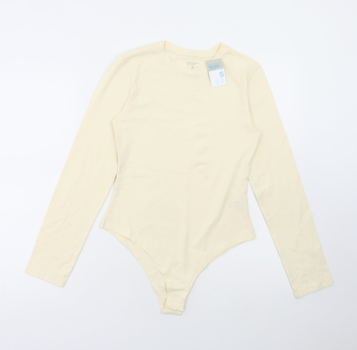 Primark Womens Ivory Cotton Bodysuit One-Piece Size S Snap