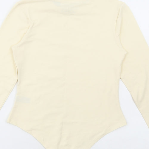 Primark Womens Ivory Cotton Bodysuit One-Piece Size S Snap