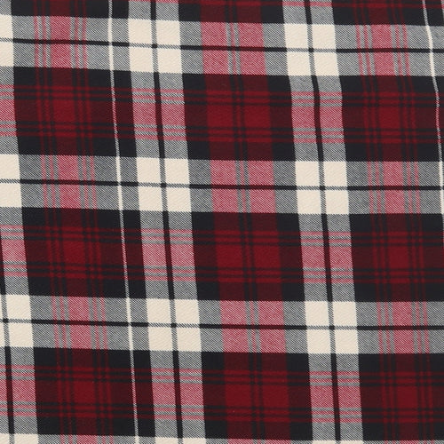 Cameo Rose Womens Red Plaid Polyester Cropped T-Shirt Size 14 Round Neck