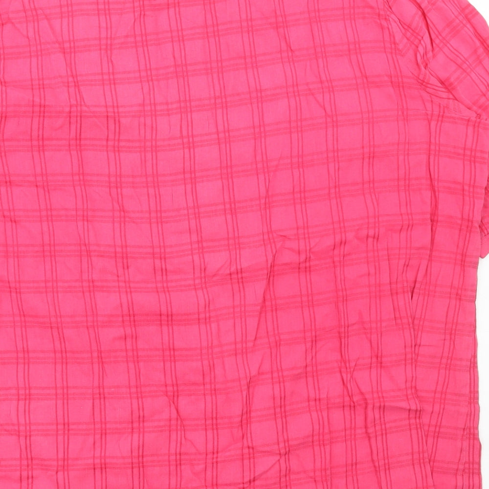 Ann Harvey Womens Pink Check Cotton Basic Blouse Size 20 Round Neck