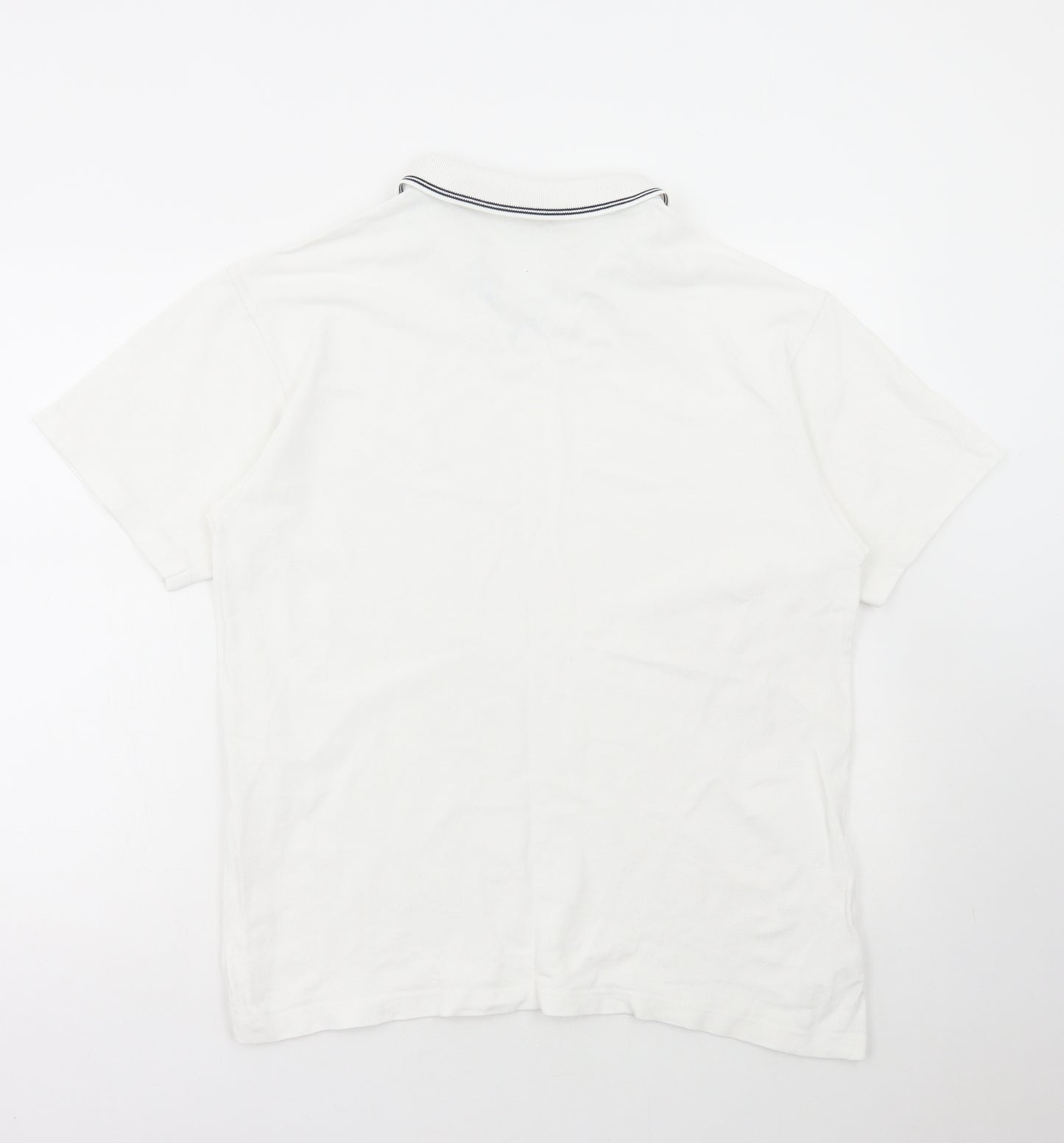 Marks and Spencer Mens White Cotton Polo Size L Collared Pullover