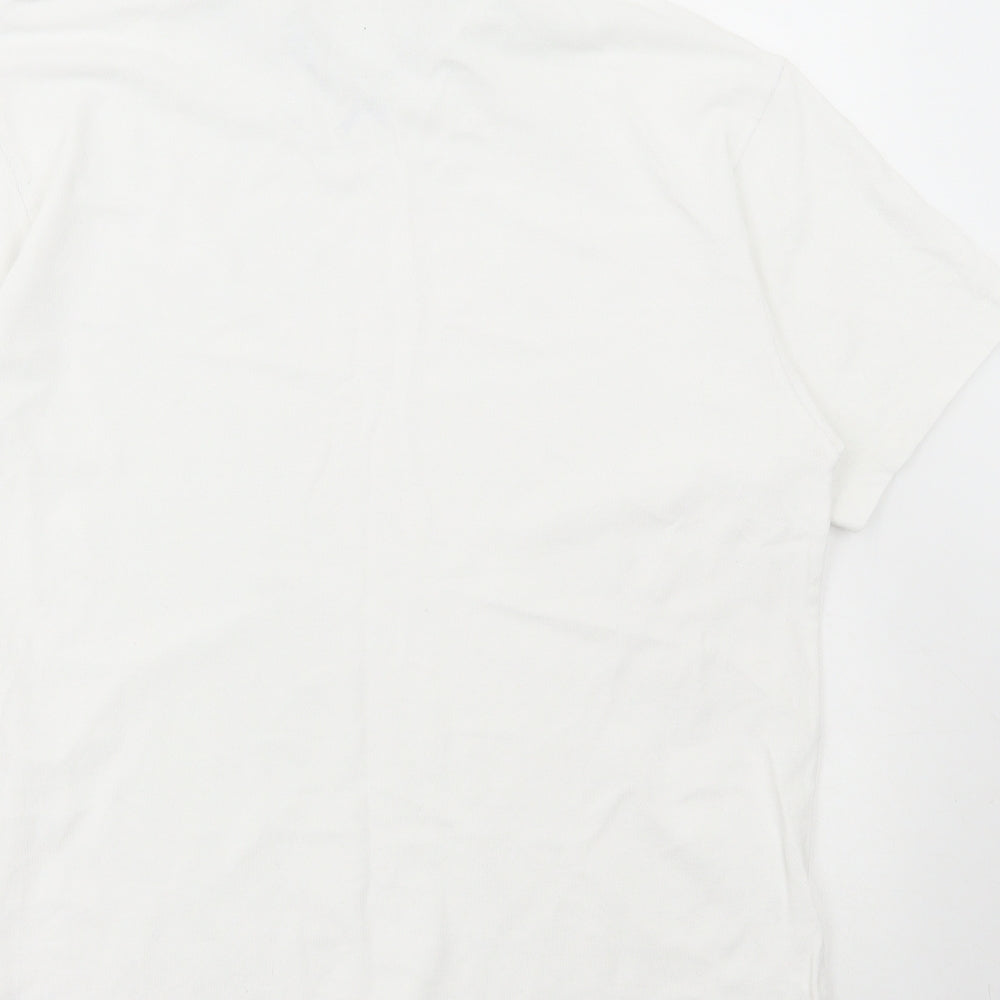 Marks and Spencer Mens White Cotton Polo Size L Collared Pullover