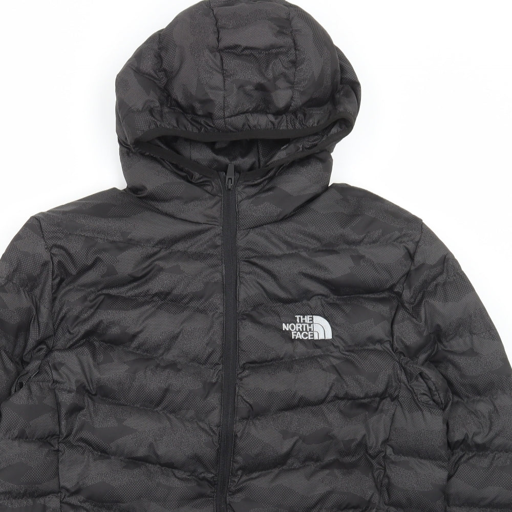 The North Face Mens Grey Camouflage Puffer Jacket Coat Size L Zip