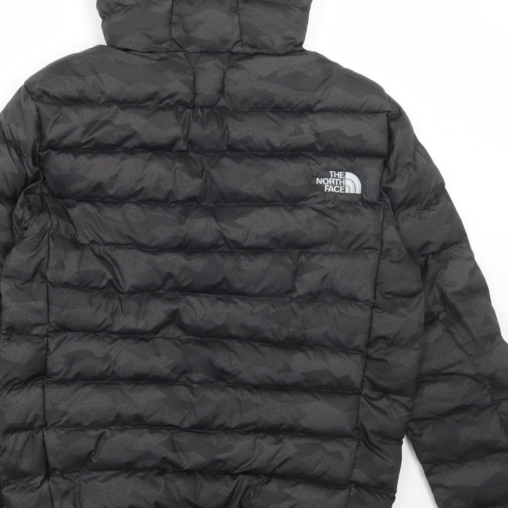 The North Face Mens Grey Camouflage Puffer Jacket Coat Size L Zip