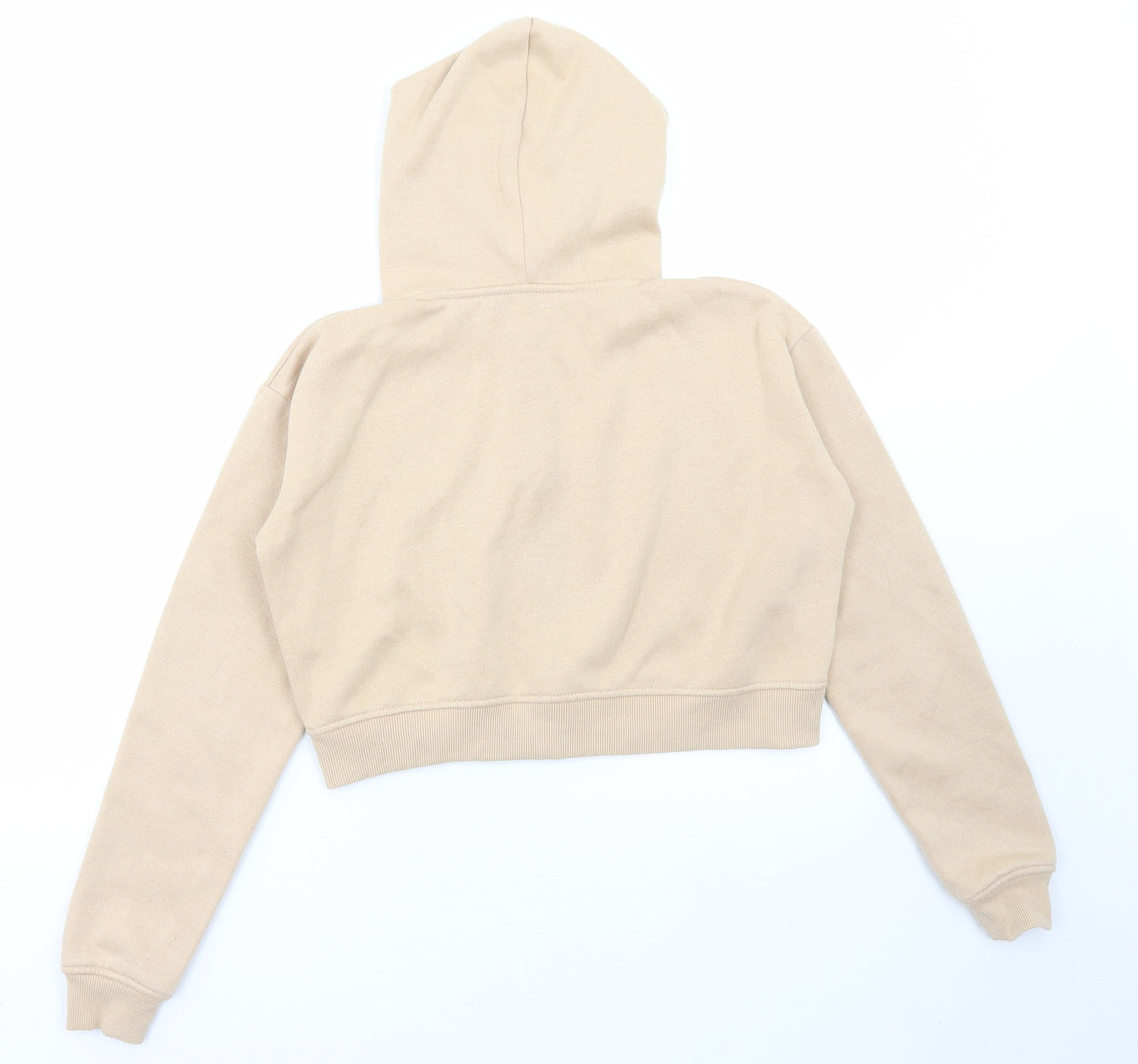 PRETTYLITTLETHING Womens Beige Cotton Full Zip Hoodie Size S Zip