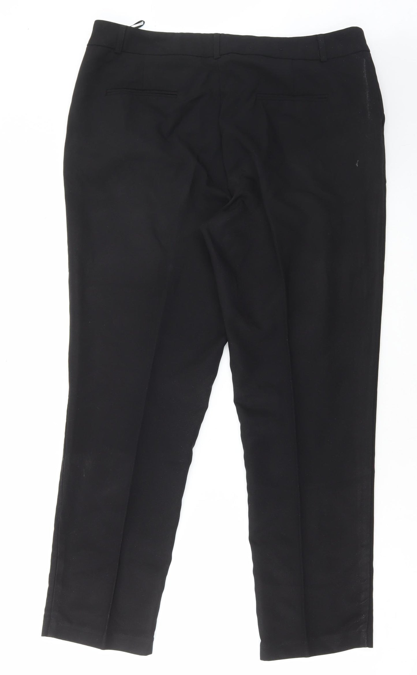 Preworn Womens Black Polyester Trousers Size 36 in L29 in Regular Hook & Eye