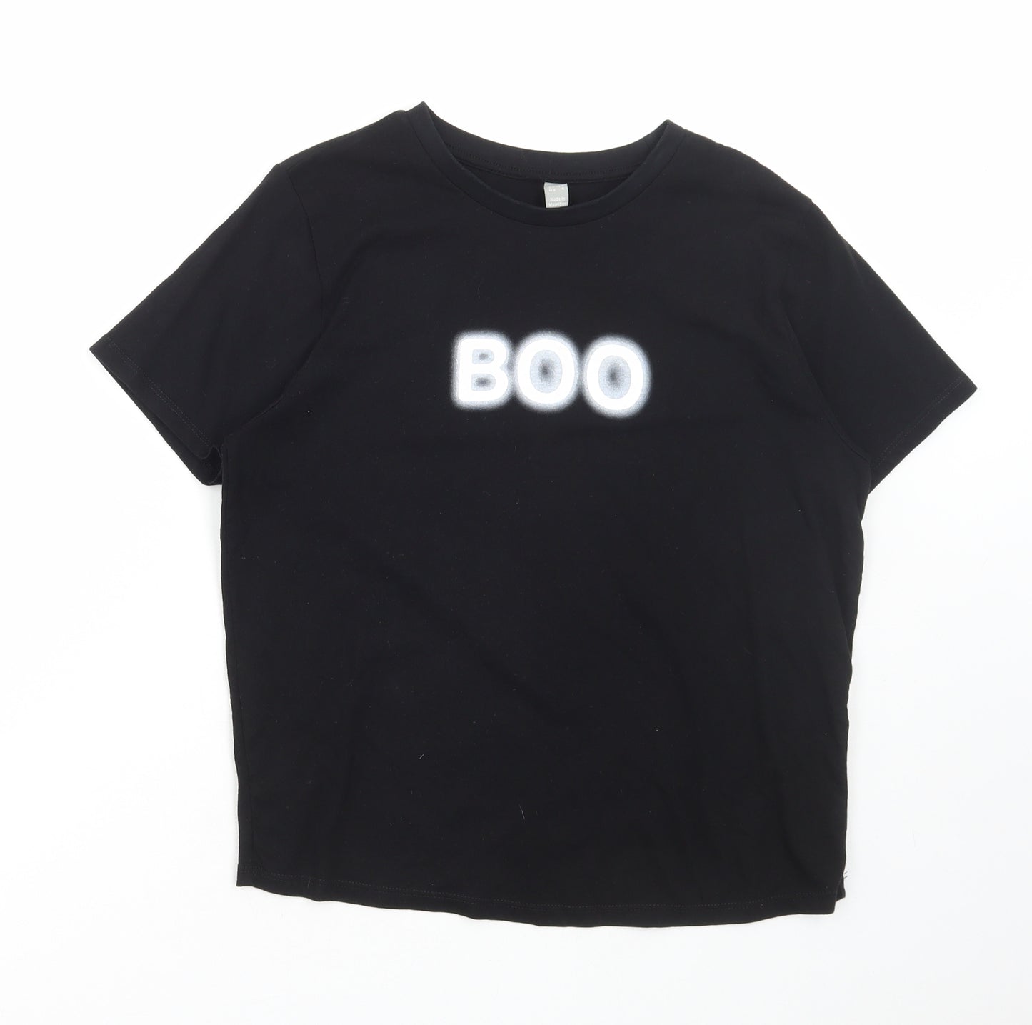 ASOS Womens Black Cotton Basic T-Shirt Size 8 Round Neck - Boohoo