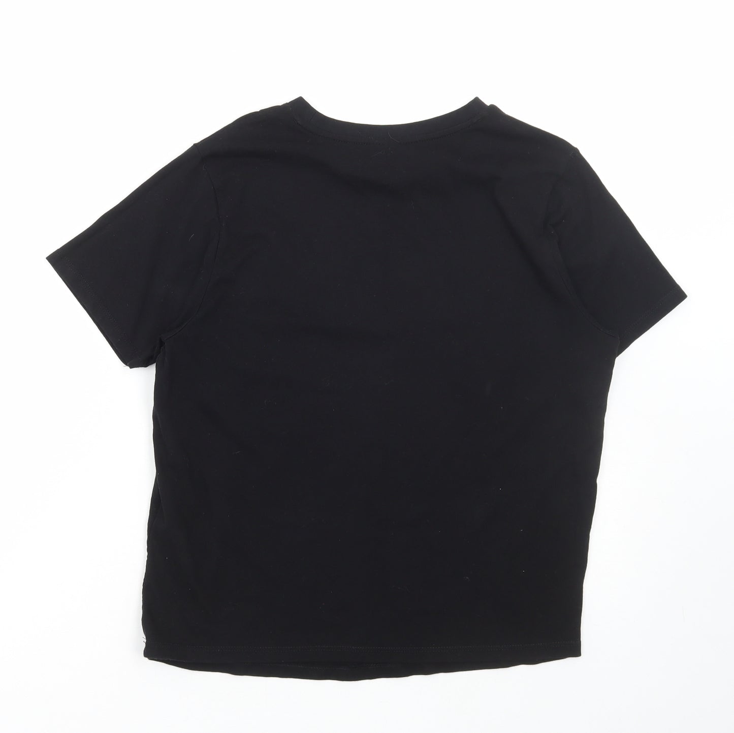 ASOS Womens Black Cotton Basic T-Shirt Size 8 Round Neck - Boohoo