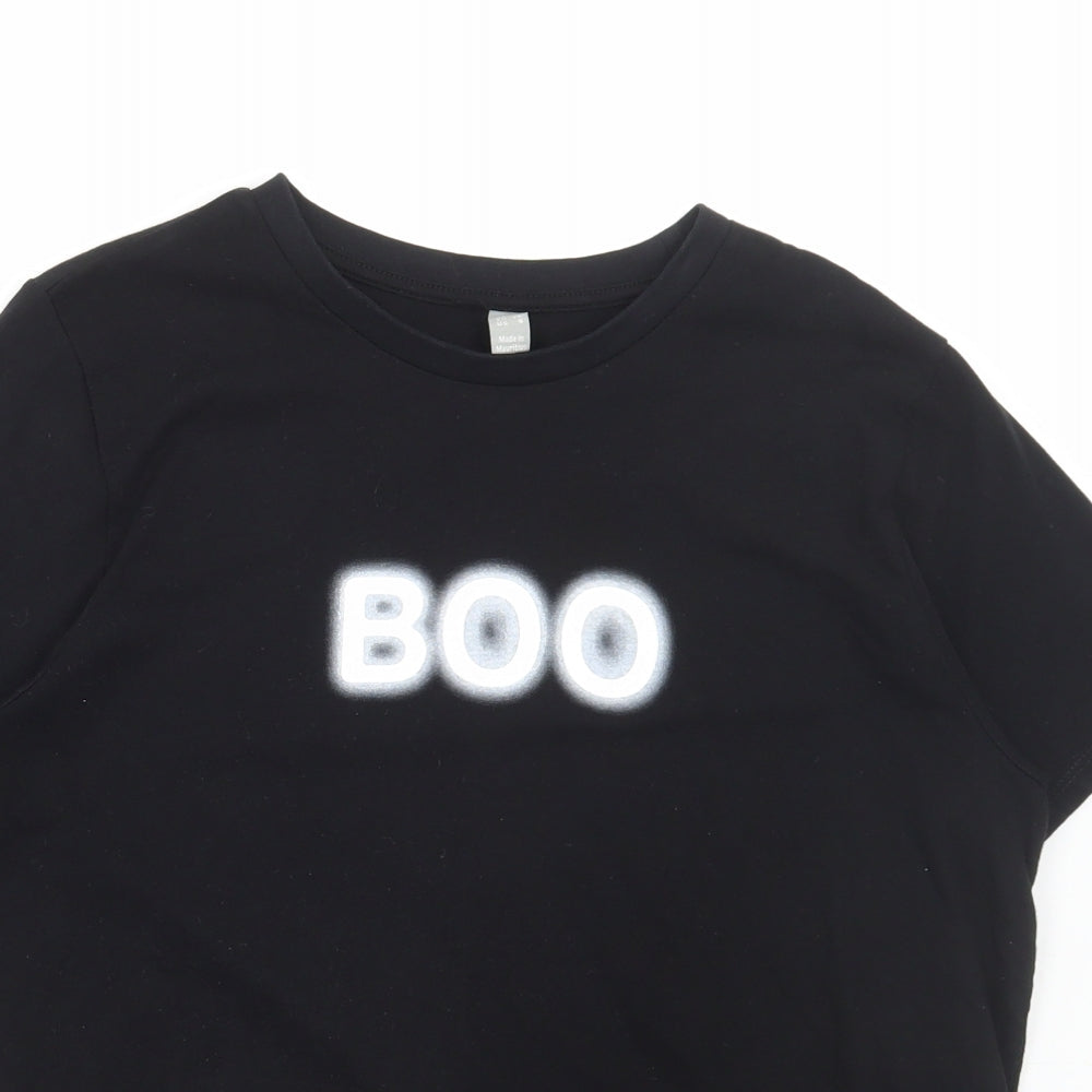 ASOS Womens Black Cotton Basic T-Shirt Size 8 Round Neck - Boohoo